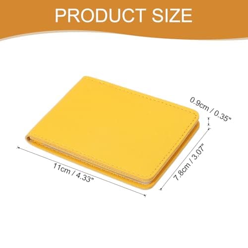 sourcing map Leather Credit Card Holder, 10 Slots Blank Driver's License Holder for Women and Men, Multi-Functional Card Organizer for Documents, ID Cards, License(Yellow) — view 2