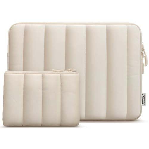 TECOOL Puffy 16 Inch Laptop Case,Protective Laptop Sleeve 16 Inch Bag,Beige