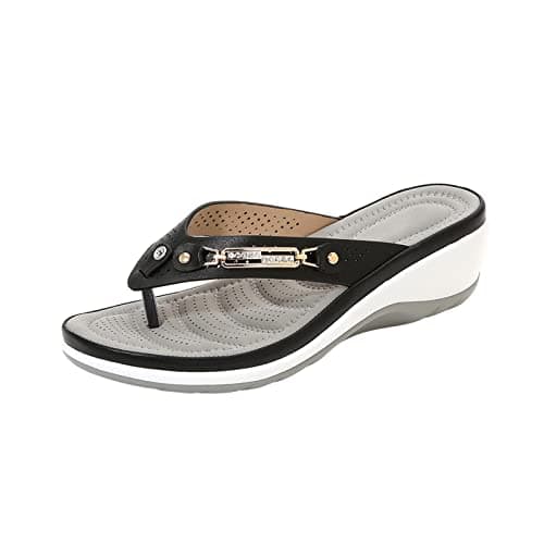 Women's Orthopedic Sandals Flip Flops Arch Support Thong Sandal Ladies Open Toe Wedge Slippers Metal Buckle Shower Sandals House Slippers Shoes Anti Slip Shower Slides Comfortable Slip on Slipper