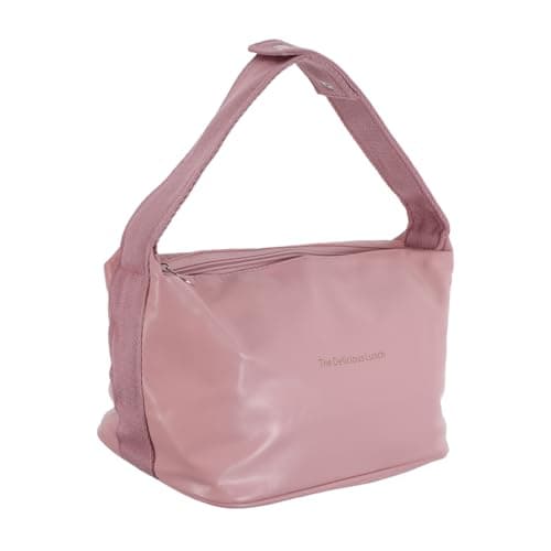 MAGICLULU Bento Bag Pu Leather Reusable Thermal Lunch Box Carrier Top Handle Insulated Cooler Tote for Travel Meal Prep Women Girls