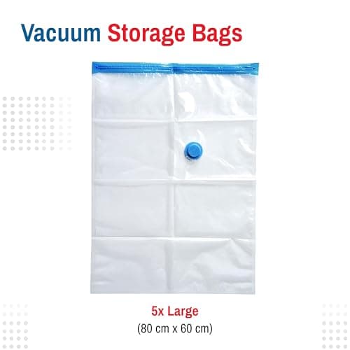 Spacesaver Vacuum Storage Bags - Works With Any Vacuum Cleaner - Hand-Pump for Travel - Double-Zip Seal and Triple Seal Turbo-Valve for Maximum Compression - 80 Percent More Storage Space (5 Pack) — view 3