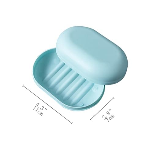 Lansonee 2 Pcs Covered Soap Trays, Leak-Proof & Sealable Travel Soap Box, Portable Soap Dish for Hiking, Gym, School, Bathroom - Dark Blue + Pink — view 2