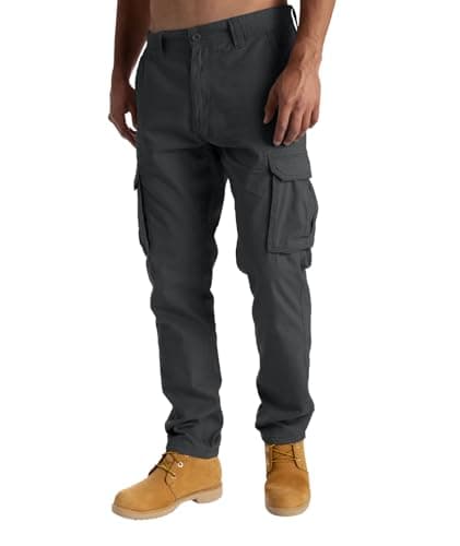 westAce Mens Cargo Combat Work Trousers Casual Pants with Knee Pad Pockets Workwear 100% Cotton Trousers (44W / 30L, Charcoal)