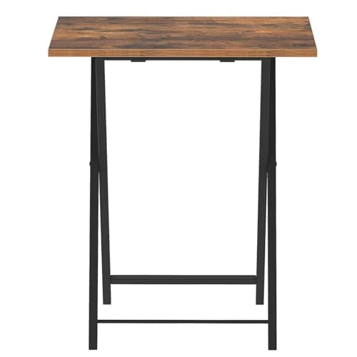 HOOBRO Side Table 2 Set, Folding Tables, TV Tray Table for Eating, Small Sofa End Laptop Drinks Coffee Tables for Small Space, Living Room, Industrial, Metal Frame, Rustic Brown EBF25BZ01 — view 5