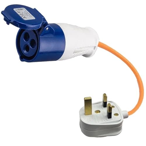 Xtremeauto 16amp to 13amp Adapter Caravan Hook Up Cable 240V 3 Pin UK Electric Hook Up For Camping, Caravan, Campervan Mains To UK Plugs Orange