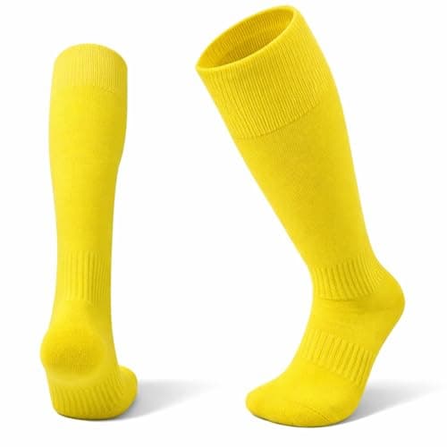 1STLY FITNESS Adults Knee High Football Rugby Hockey Socks - 1 Pair Yellow