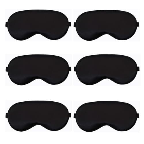Wanfoou 6 Pack Sleep Mask, Silk Sleep Mask, Super Soft Eye Masks with Adjustable Strap, Silk Eye Cover Soft Satin Blindfold Elastic Strap Night Eyeshade Travel Nap for Women Men