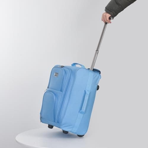 CHARKHAH Hand Luggage Case Travel Bag Trolley on Wheels Carry-Ons Flight Approved Cabin Suitcase 1.45 kg Lightweight Suitcases Large 37 Liter Bags Size 50 cm x 35 cm x 20 cm (HD-B-Sky Blue) — view 2