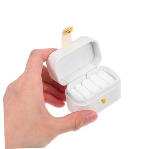 Operitacx 2pcs Mini Ring Storage Box Ring Display Case White Pu Fleece Multislot Scratch-resistant Jewellery Organizer and Wedding Bands Travel and Wedding Use for Brides and Women — view 4