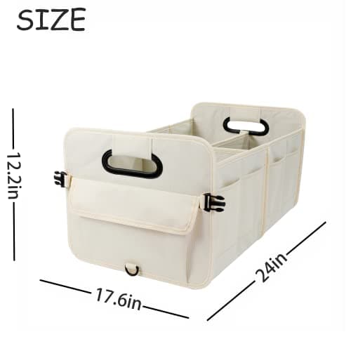 AOKJOY Car Trunk Organizer Car Storage Organizer Collapsible Multi Compartment Car Organizer Adjustable Straps Car Organizer for SUV(Beige) — view 3