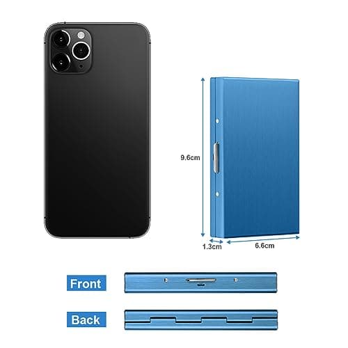 Vicloon Metal Card Holder Wallet, Ultra Thin Stainless Steel Metal Wallets RFID Blocking Credit Card Wallet Holder for Men & Women,Best Card Protector with 6 PVC Slots - Blue — view 2
