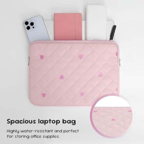 Songbala Laptop Sleeve Case 13 14 Inch Laptop Cover Protective Case Compatible with MacBook Air MacBook Pro 13 14 Inch Soft Padded Laptop Case, Pink — view 5