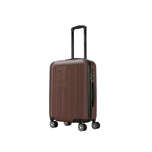 EAGLE EXPRESS Venture 20" Cabin Suitcase – Airline Compatible Carry-On, Lightweight ABS Hard Shell, Silent 360° Spinner Wheels, Anti-Theft Zipper, Cover & Name Tag, (Coffee)