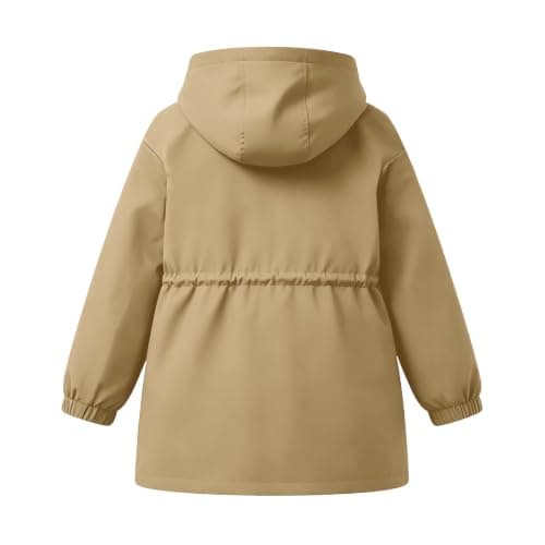 Khaki Girls Waterproof Jacket Windproof Hooded Raincoat Outdoor 13 Years — view 5