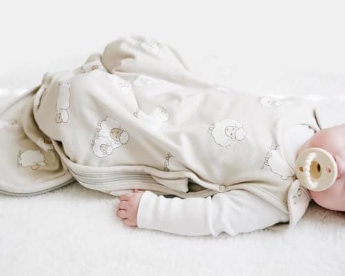 Woolino Ultimate 4 Season Baby Sleeping Bag - Merino Wool Baby Sleep Sack, Organic Cotton Outer, Temperature Regulating Year Round Wearable Blanket, Adjustable Universal Size 2-24 Months - Sheep — view 5