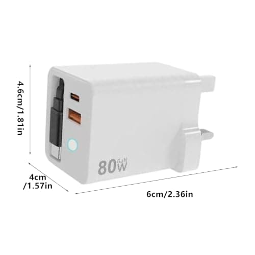 UK 80W Power Adapter with Retractable Cable, Yellow — view 3