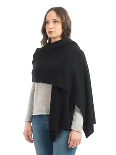 DALLE PIANE CASHMERE - Stole cashmere blend - Made in Italy - Woman, Color: Black, One Size — view 3