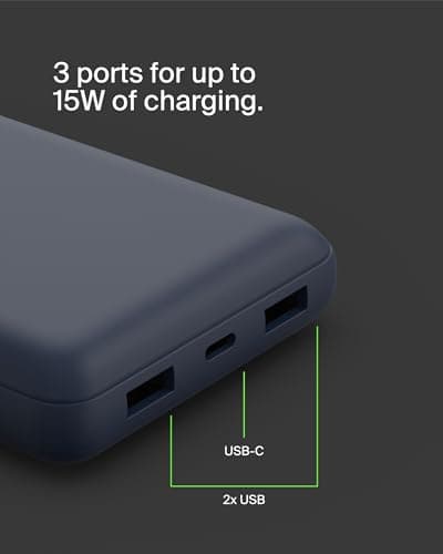 Belkin USB-C Portable Charger 20000mAh Power Bank with USB-C & 2 USB-A Ports, Blue — view 6