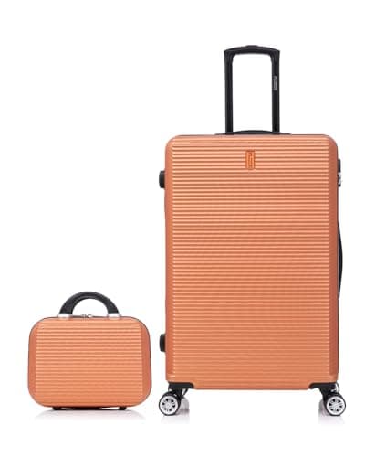 CELIMS - Large Travel Suitcase with 30cm Vanity Case | Hard Shell | 4 Wheels | Lightweight Checked Luggage 23kg 75cm | Integrated Lock | Coral — view 2