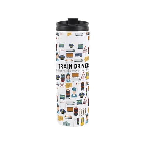 Custom Train Driver Travel Mug - Personalised Train Operator Gift - Reusable Stainless Steel Vacuum-Sealed Double-Walled Travel Flask 500ml (16 fl oz) — view 3