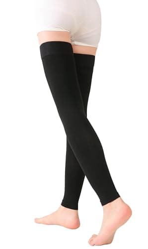 TOFLY® Medical Thigh High Compression Stockings Footless for Women & Men, Opaque Support Hose, 20-30mmHg Graduated Compression Socks with Silicone Band for Varicose Veins, Edema, DVT, 1 Pair Black M — view 3