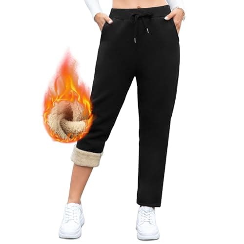Fleece Lined Joggers Women Thermal Warm Winter Sweatpants with Pockets