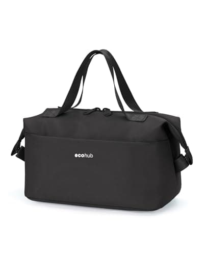 ECOHUB Travel Toiletry Bag for Women, Water-resistant Wash Bag with Wet Pocket, Lightweight Makeup Cosmetic Organizer for Travel Accessories, Recycled Saving Organizer for Full-Sized Toiletries, Black