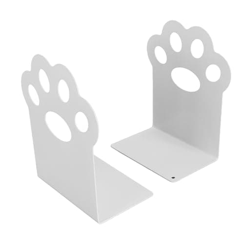 TYTOGE Cartoon Bookends, Non Slip Pas L Shape Design Heavy Duty Steel Book End Shelves for Home for Holding Magazine Folder DVD (White) — view 2