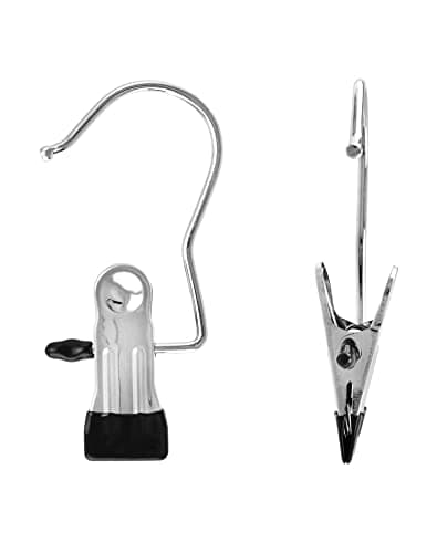 QWORK Pack of 40 Stainless Steel Laundry Hooks Non-Slip Clothes Hanger Clip Boot Hanger Cupboard Organiser for Trousers Shoes Hats Towel — view 2