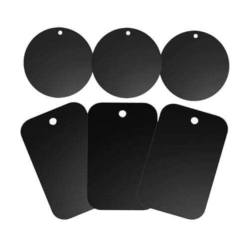 Magnetic Phone Mount Metal Plates, 6 Black Adhesive Discs for Car Holders