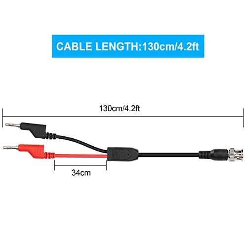 PNGKNYOCN 4.2Ft BNC Male to Stackable Dual Banana Plug Test Lead Coaxial Cable for Oscilloscope — view 5