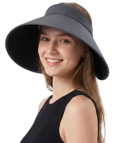 GADIEMKENSD UPF50+ Sun Visor, Extended Brim, Cooling & Odor-Resistant, Travel-Friendly, Suit for Ponytail and Buns, Dark Grey