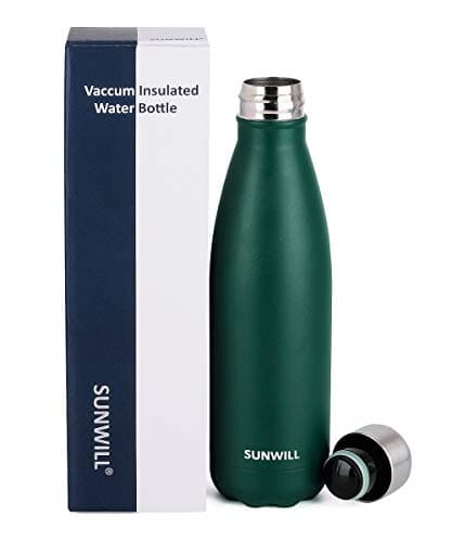 SUNWILL Metal Water Bottle Stainless Steel 500ml, Insulated Reusable Thermal Flask for Cold and Hot Drink, Travel, Sports, Gym, Powder Coated Green — view 5