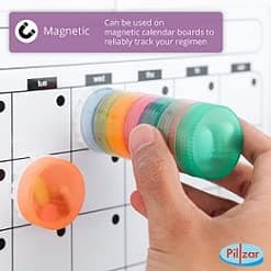 Portable 7-Day Stackable Pill Organizer with 2 Lids for Medications, Vitamins and Supplements Attachable to Magnetic Calendar. Perfect for Travel or Home Use. — view 2