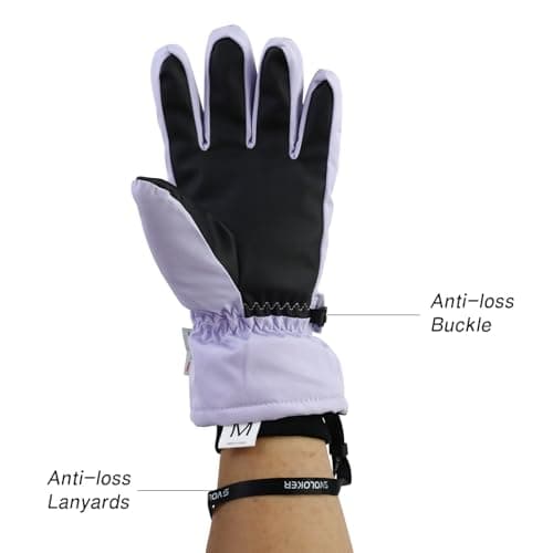 Andiker Thermal Ski Gloves for Men Women, Windproof Waterproof Winter Gloves with Anti-loss Buckle, Lanyard and Wrist Straps, Touch Screen Glove for Skiing Cycling Hiking (Purple, M) — view 5