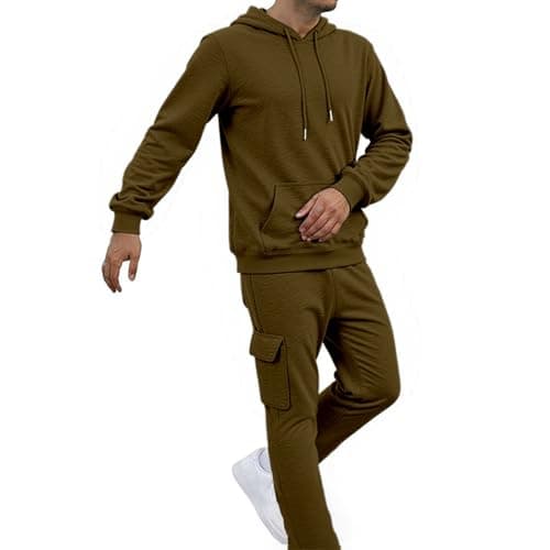 Generisch 2026 New Arrivals Casual Plain Set for Men, Comfortable, Relaxed Fit, Daily Wear for Outdoor Activities in Spring, Winter, brown, M