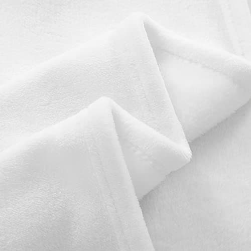 Aisbo White Throws Blanket for Sofas - Single Fluffy Blanket Bed Throw Fleece, Warm Soft Flannel Blanket for Couch, 130x150cm — view 6
