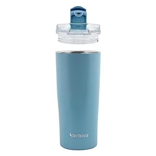 Kichna Brewer Travel Coffee Tumbler with Flip Lid Lock | Double Walled Stainless Steel Vacuum Travel Mug | BPA Free Lid Leak & Spill Proof | Keep Cold for 14Hrs or Hot for 3Hrs 550ml - Powder Blue — view 5