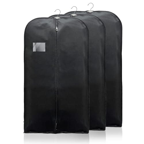 WEDCOVA UK Suit Bags for Men Women Clothes Covers Protector Bags Suit Covers Garment Bags (3, Black)
