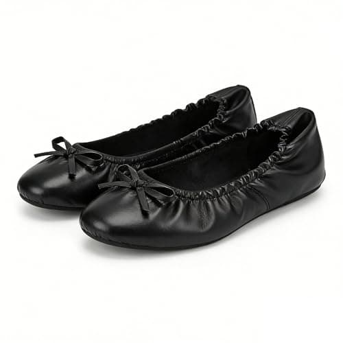Women's Foldable Flats – Portable Ballet Slippers Shoes for Travel, Wedding – Fits in Purse with Expandable Tote Bag (M, Black) — view 5