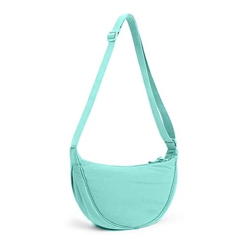 DKIIL NOIYB Crescent Bag for Women Men, Nylon Crescent Bags Hobos Crossbody Bag Portable Crescent Purse with Adjustable Strap Solid Color Chest Bag Shoulder Bag Fanny Packs, A11-mint Green, 31cm