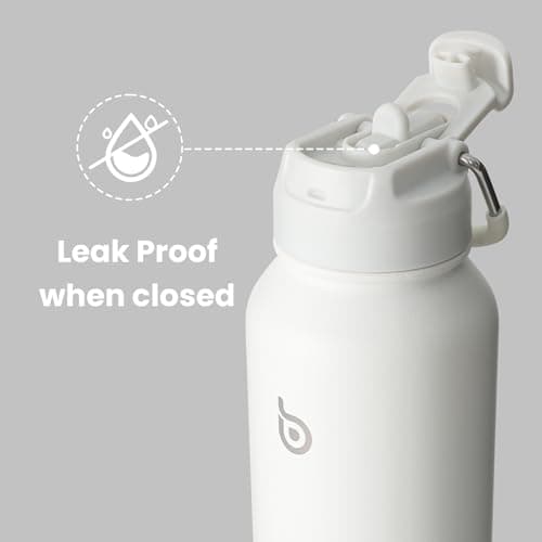 BOTTLE BOTTLE Insulated Water Bottle with Straw 1180ml(40oz) Sports Stainless Steel Water Bottles with Handle Lid Outdoors Drink Flask for Pills (white) — view 4
