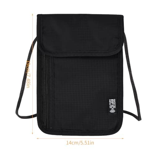 Amexo Neck Pouch Travel Wallet Secure Neck Wallet Travel Documents Holder Chest Bag for Travel Neck Pouches with RFID Blocking Travel Wallet Organizer for Passport Cash cards Keys — view 2