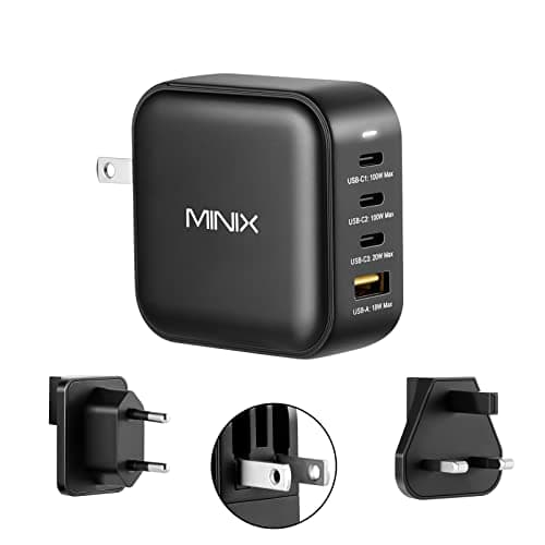 MINIX P3 100W Turbo 4-Port GaN Travel Wall Charger USB C PD Power Adapter