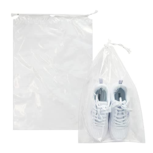 Belinlen 50 Pcs Transparent Shoe Bags for Travel 12x18 Inch / 30x45 cm