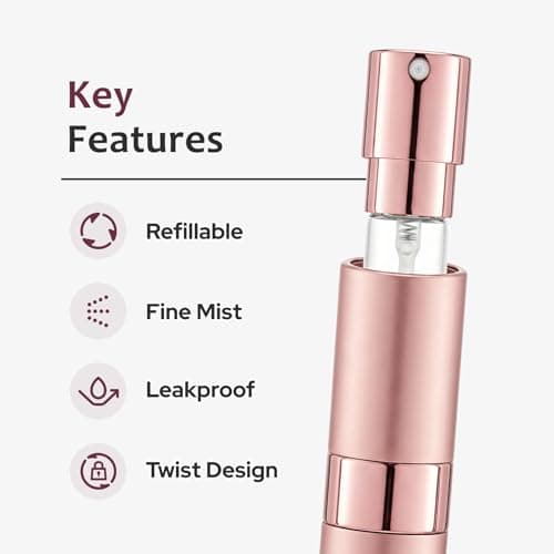 Toureal Travel Perfume Atomiser Refillable, 8ml Atomiser Spray Bottle,Pink — view 5