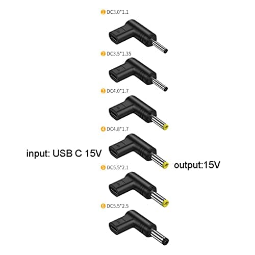 BOGEEL USB C to Power Connector 15V Type C to Plug Charging Adapter Converter for Laptop Router,Plastic — view 5