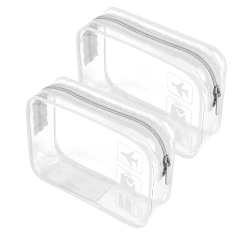 ZPLASK 2 Pcs Airport Security Liquids Bags - Clear Travel Toiletry Bag for Carry On Liquid and Shower Essentials