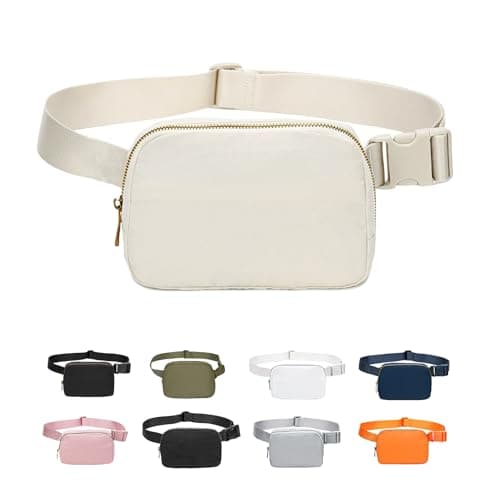 JENCVNL Belt Bag for Women Men, Fashion Bumbags for Ladies Small Crossbody Bags Fanny Pack Lightweight Waist Pack with Adjustable Strap for Running Hiking Workout Traveling (Beige)