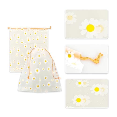 Rumyve Resealable Drawstring Storage Bags, 5pcs Waterproof Plastic Bags, 30x35cm Transparent Bags for Clothes, Makeup, Shoes & Accessories — view 3